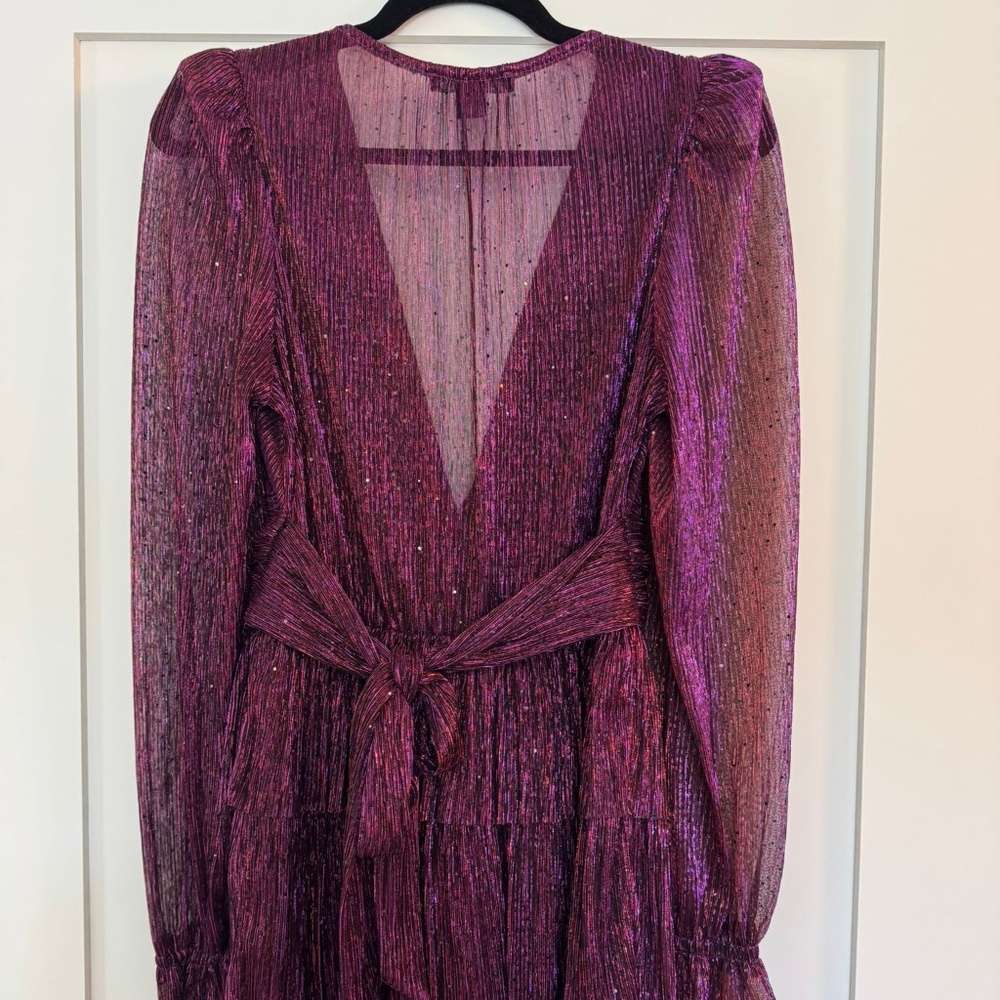 Sabina Musayev Felicie Shimmery Long-Sleeve Mini Dress Size M - Picture 3 of 4